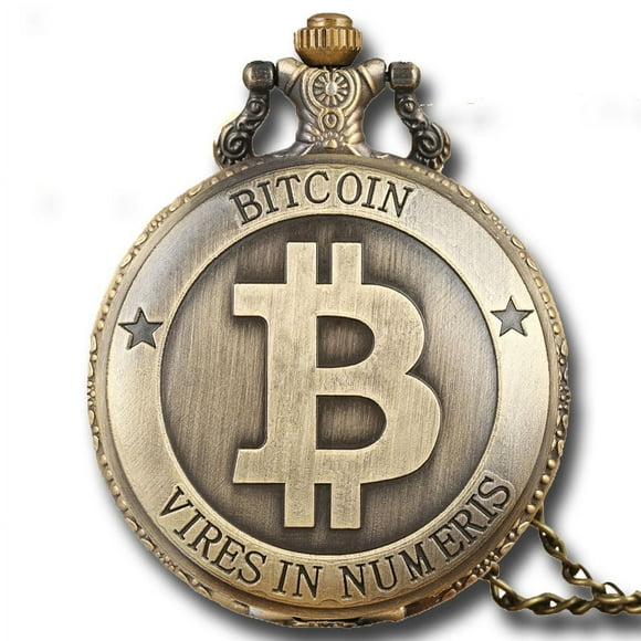 Reloj Bolsillo Bitcoin Con Cadena Quartz Ak58