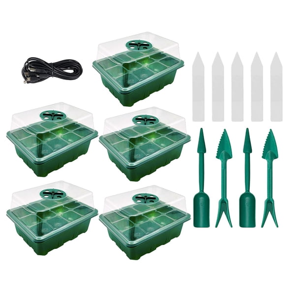 Bandeja de inicio de semillas Cúpula hidropónica Reutilizable Plástico Wheatgrass Germinación Arranque Plántulas con luz de crecimiento Inicio para Verde