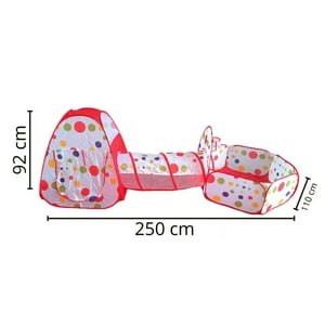 Total E-Commerce - Juguete Carpa 3 En 1 Tunel Piscina De Pelotas Infantil Rojo