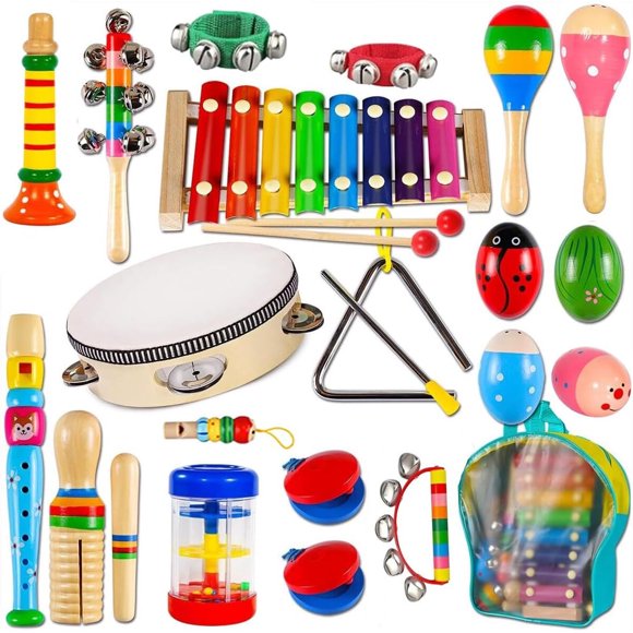 Set Musical Infantil INLAIER de 18 Piezas de Madera con Mochila, 3 Años