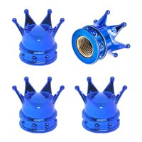 Ioensy - 4 Uds. Tapas De Vástago De Válvula De Neumático De Corona Tapas De Aire De Vástago De Coche Cubierta Para Coche De Bicicleta Azul