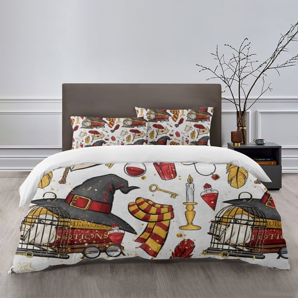 Harry Potter Bedding Sets Bed Cartoon Duvet Cover Lightweight 3 Piece Bet Sets for Kids Boys Girls