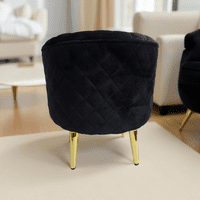 Muebles New - Puff Redondo New Negro Felpa