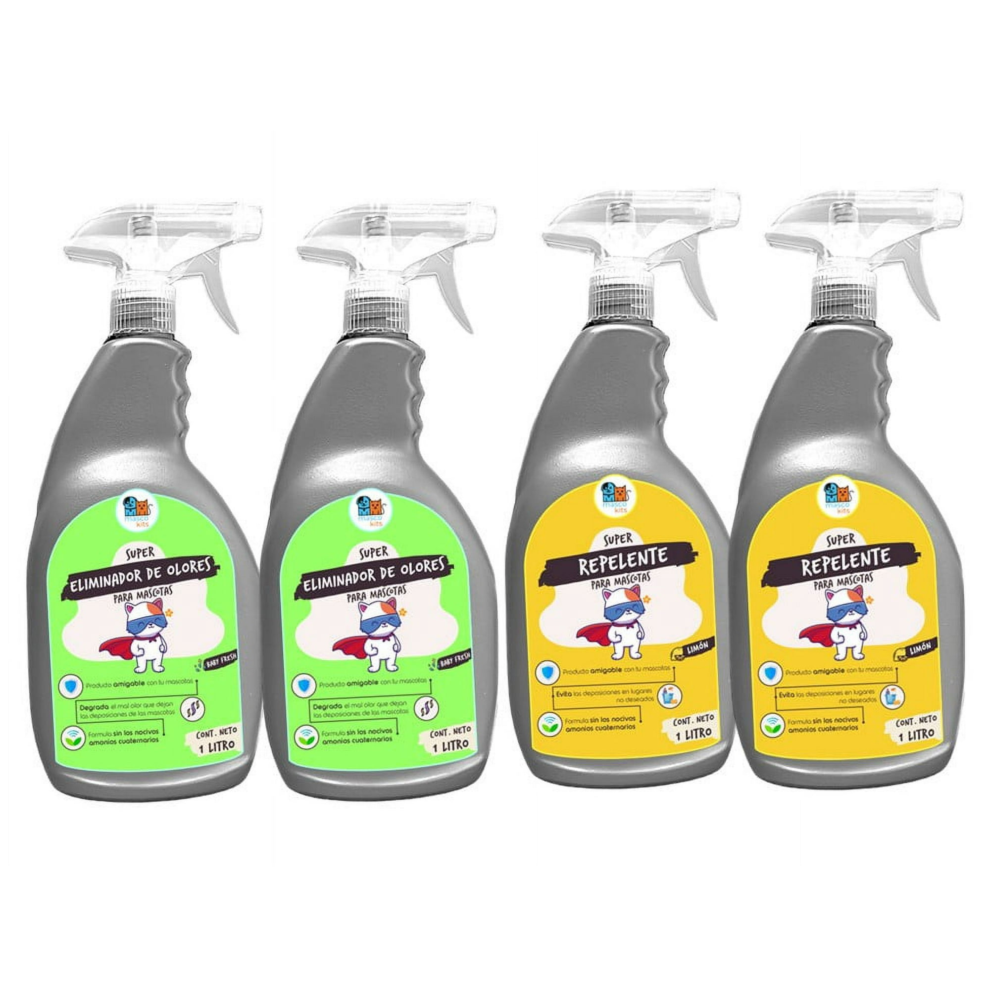 Mascokits - Kit Eliminador Olores + Repelente P' Perros Y Gatos 1 Ltr. Aroma Bebé