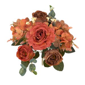 Magideal - Flores Artificiales Para Jarrón Arreglo Floral Nupcial Sosteniendo Flores Tirando Ramo Ramo De Boda Para Año Nuevo Graduación Decoración Regalo Naranja