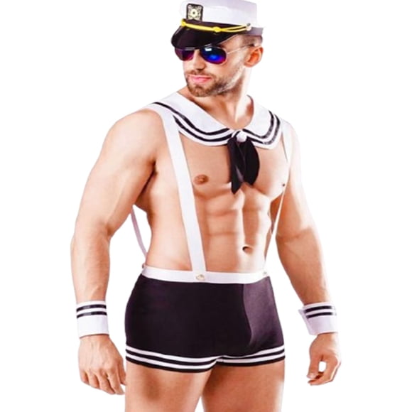 Disfraz de Marinero para Hombre FEHEOO Conjunto Capitán Naval