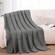 thumbnail image 2 of Manta de algodón 100% para cama - Manta de tejido waffle para verano, ligera y transpirable, suave manta tejida para primavera (gris oscuro, manta decorativa (127 x 152 cm)), 2 of 7