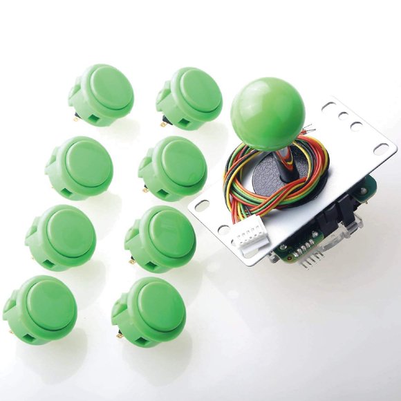 Joystick SANWA JLF-TP-8YT + 8 Botones Verde para Arcade