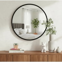 Genérico - Espejo Circular 60 Cm , Marco Metal Cepillado, Negro