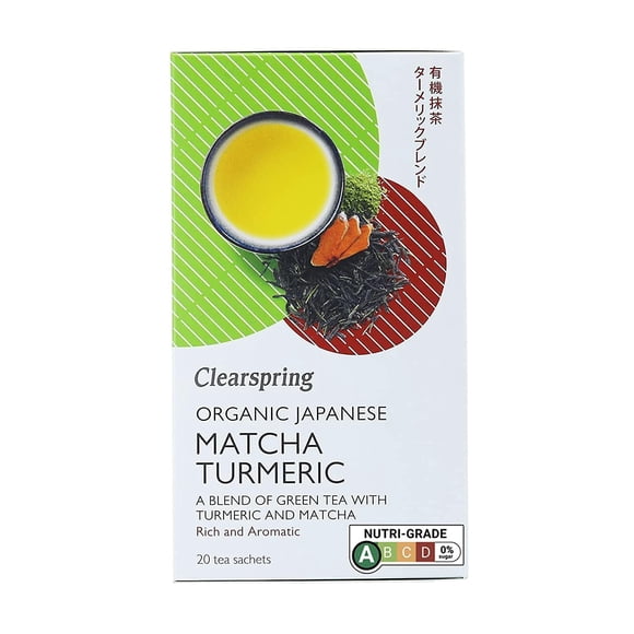 Té orgánico japonés Clearspring Matcha y cúrcuma 20 sobres