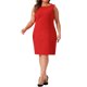 thumbnail image 2 of Agnes Orinda Vestido de Mujer Talla Grande para Escuela Colegio Corte Recto Sin Mangas Cuello Barco Casual Lápiz Trabajo 5X Rojo, 2 of 6
