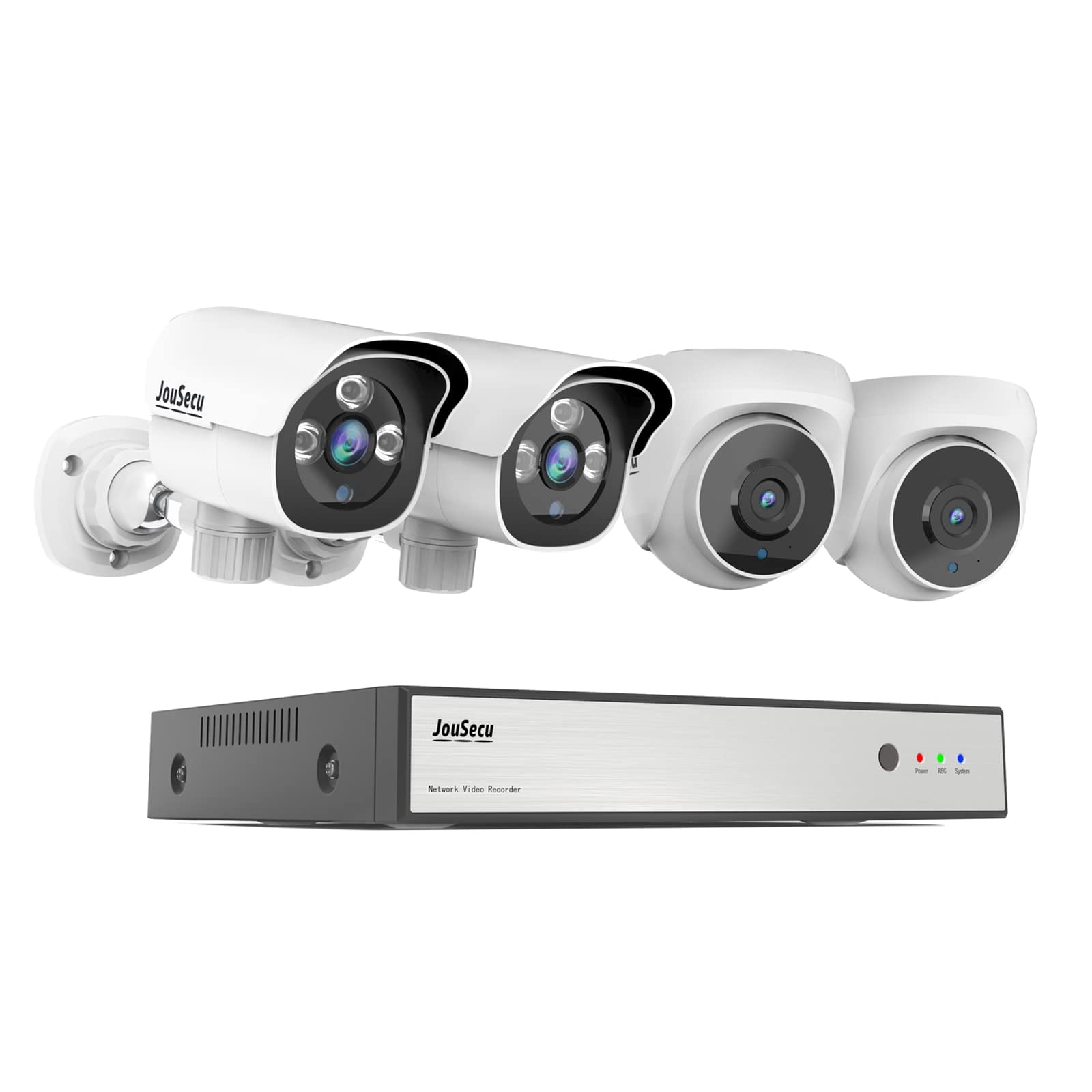 Sistema De Cámaras De Seguridad Jousecu De 3 Mp Y 8 Canales Con 4 Cámaras Poe