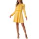 thumbnail image 2 of INSPIRE CHIC Vestido de Mujer Regreso a Clases Cuadros de Pata de Gallo Cuello Redondo Botón Frontal Elegante Vestido Línea A S Amarillo, 2 of 6