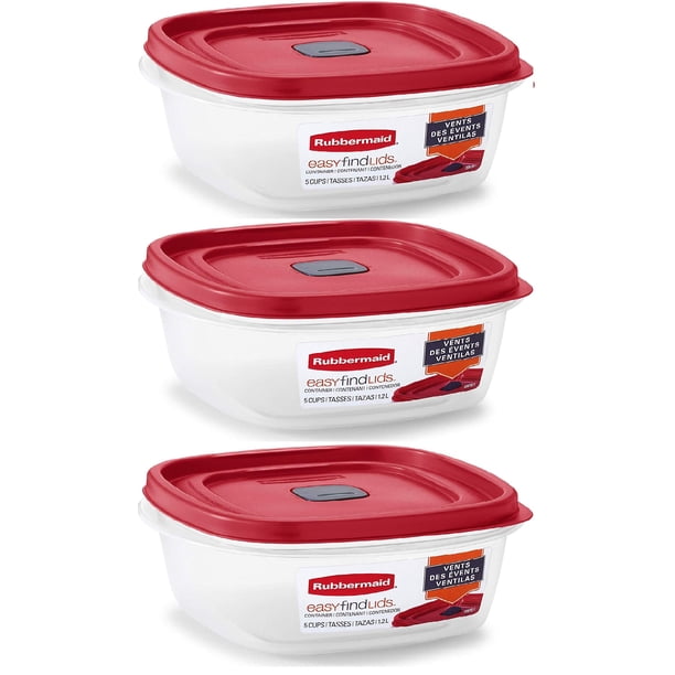 Recipiente de almacenamiento de alimentos Rubbermaid Easy Find con tapa de 1,2 L (paquete de 3)