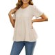 thumbnail image 4 of INSPIRE CHIC Camisetas de Maternidad Casual para Mujer con Cuello Redondo y Mangas con Volantes, Ajuste Suelto Peplum S Albaricoque, 4 of 6