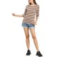 thumbnail image 2 of INSPIRE CHIC Camiseta Básica de Mujer con Mangas al Codo Cuello Redondo Ajustada Regreso a Clases Camiseta Casual Estampada Marrón Blanco S, 2 of 8