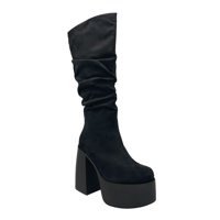 Danicolle Calzado - Bota Para Mujer Estilo Corrugado Y Platadorma Alta Negro