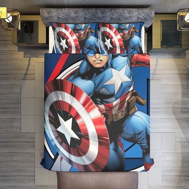 Capitan America Comforter Set for Kids Boys Teen Men Tween 3D Lightweight Microfiber Bedding Sets