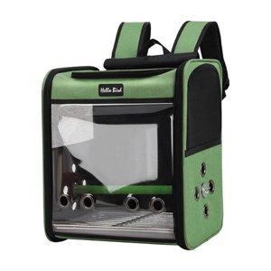 Ioensy - Portador De Mochila De Viaje Para Pájaros Con Percha De Pie Jaula De Viaje Para Pájaros Transpirable Verde