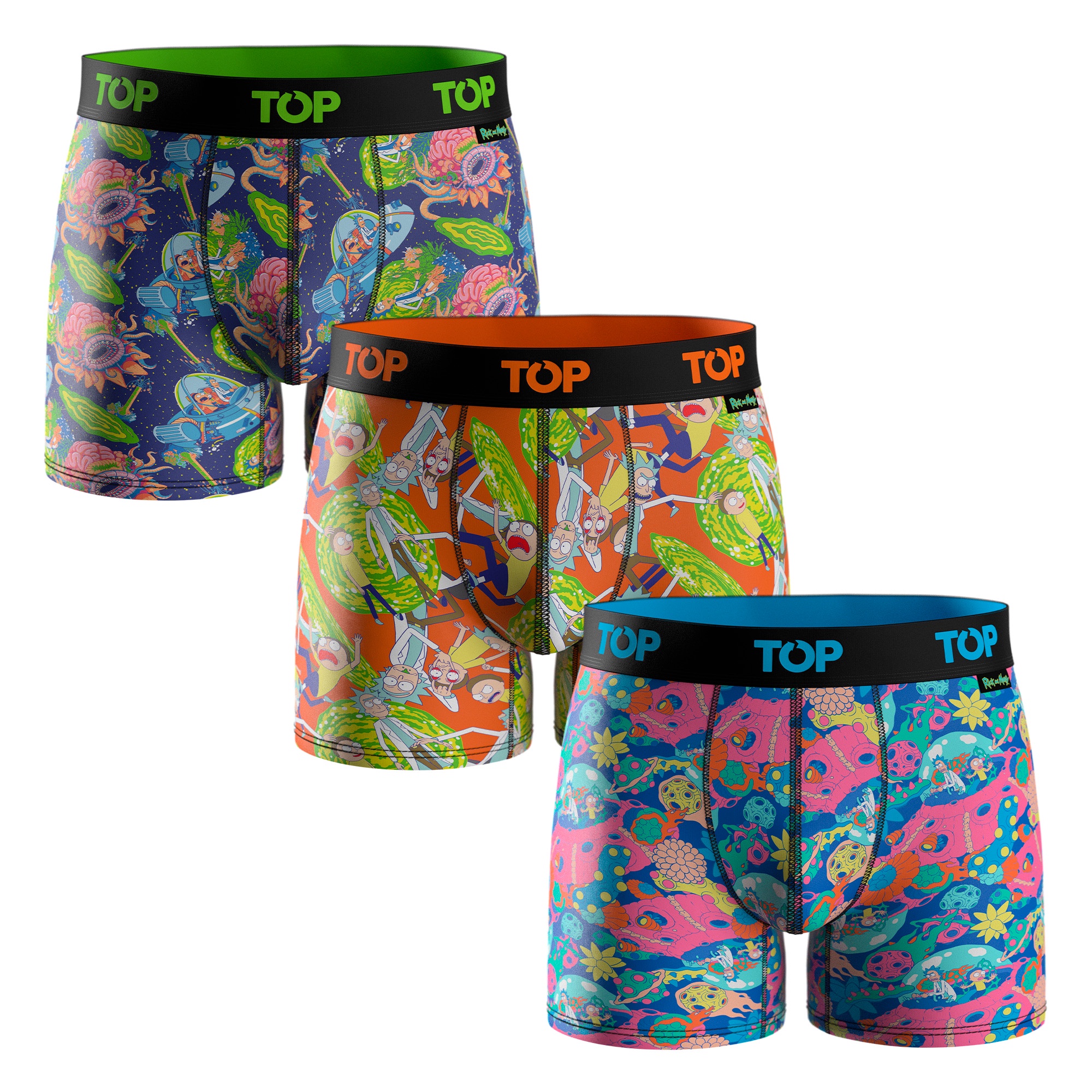 Top - Bóxer Medio Microfibra Pack 3 Rick And Morty C1