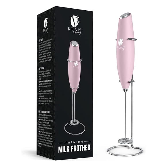 Dispositivo eléctrico portátil Milk Frother Bean Envy con soporte, color rosa