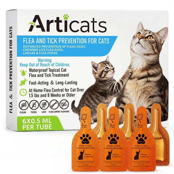 Prevención de pulgas y garrapatas Articats para gatos, tratamiento tópico de 6 dosis