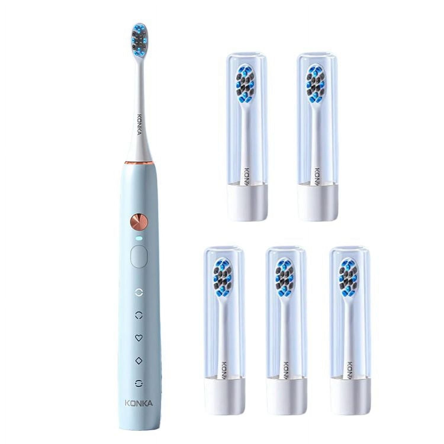 Crusec - Cepillo De Dientes Eléctrico Con 5 Cabezas De Repuesto - Azul