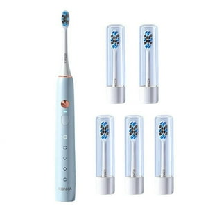 Crusec - Cepillo De Dientes Eléctrico Con 5 Cabezas De Repuesto - Azul