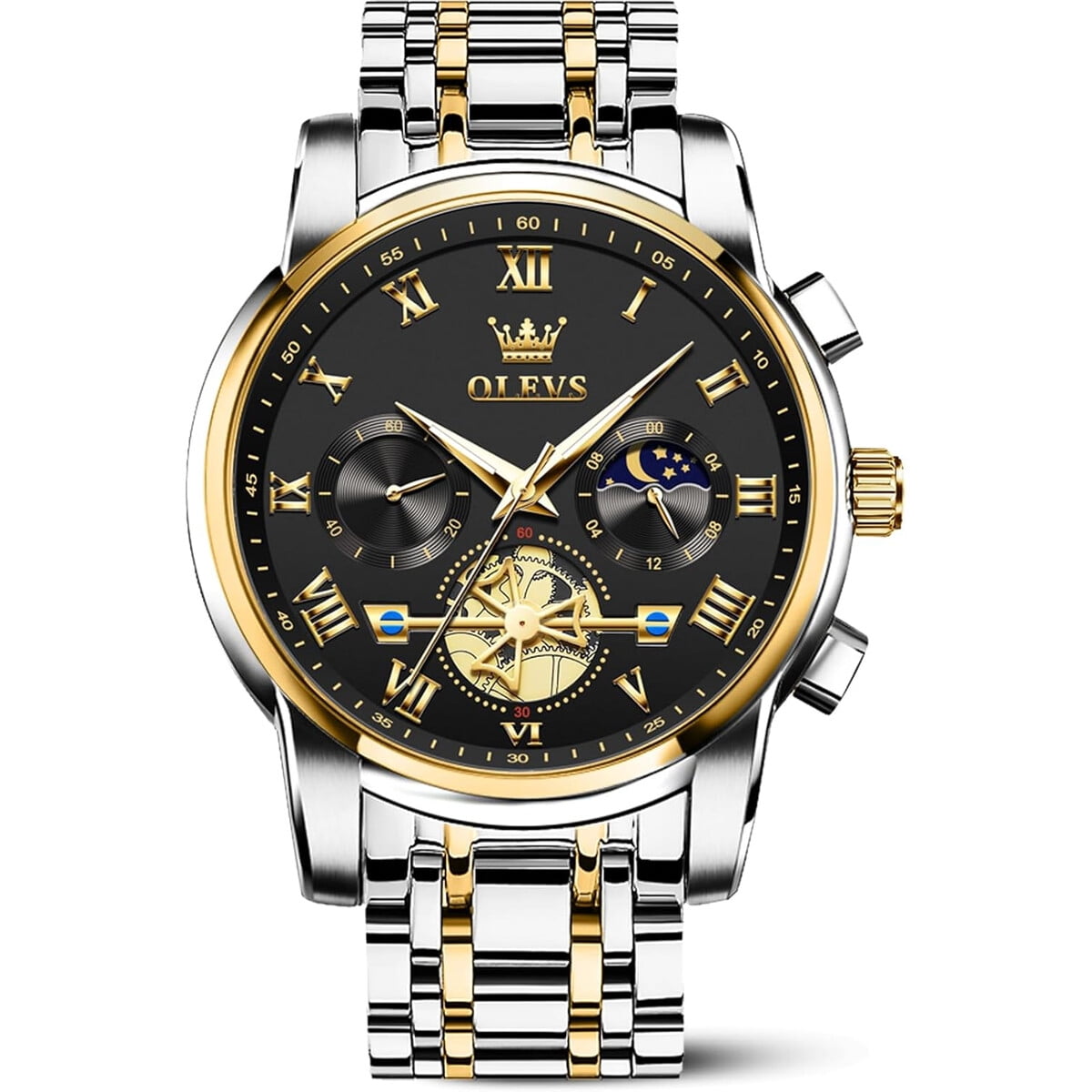 Reloj Hombre Olevs Acero 41mm Cuarzo Resistente Agua