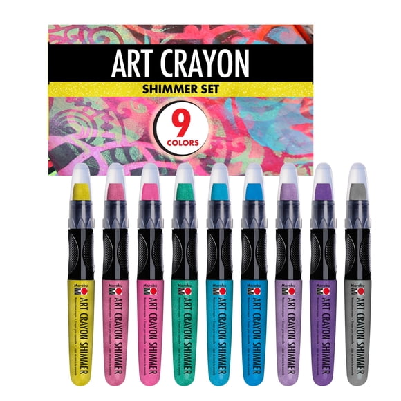 Set de crayones artísticos Marabu Shimmer con 9 colores para todas las edades