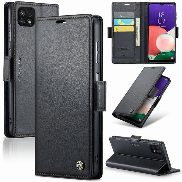 CaseMe tipo cartera Samsung Galaxy A22 5G con cierre magnético, RFID, tarjetero, soporte, carga inalámbrica