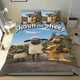 thumbnail image 1 of Shaun el Ovejito Conjunto de sábanas temático, trío de piezas, cómodo y amigable con la piel, diseño único, regalo de decoración para el hogar para familiares, amigos y fans,173X218cm, 1 of 6