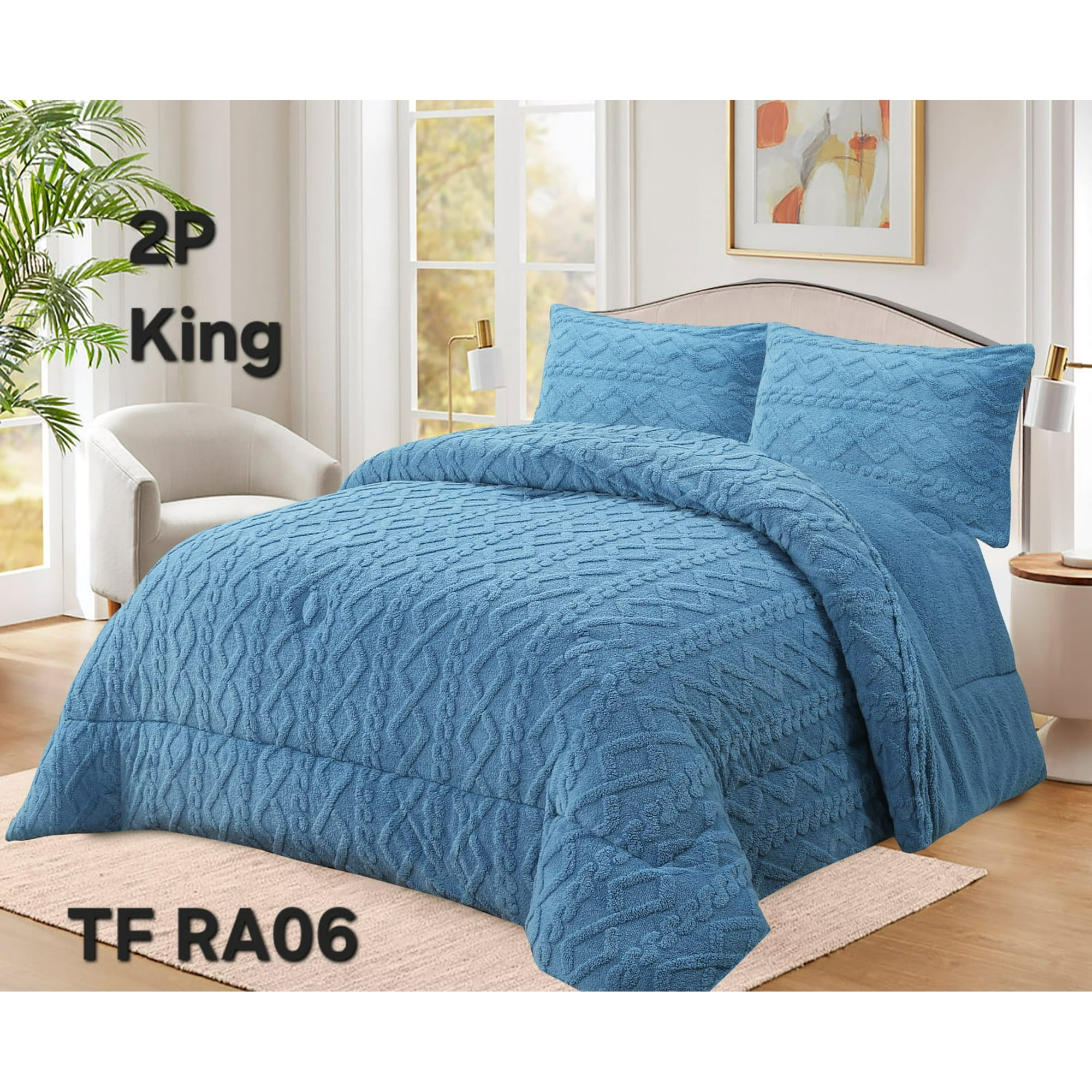 Aladdins Shop - Cobertor De Invierno Texturizado Con Chiporro King Trenzado Azul