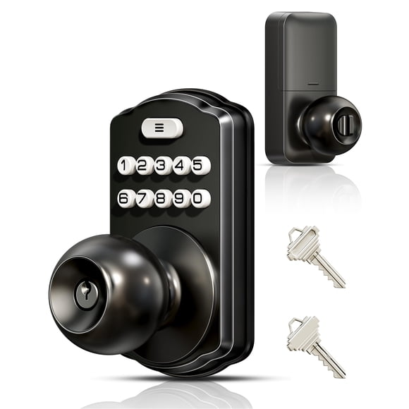 Pomo de puerta con teclado Veise KS03, entrada sin llave, negro mate