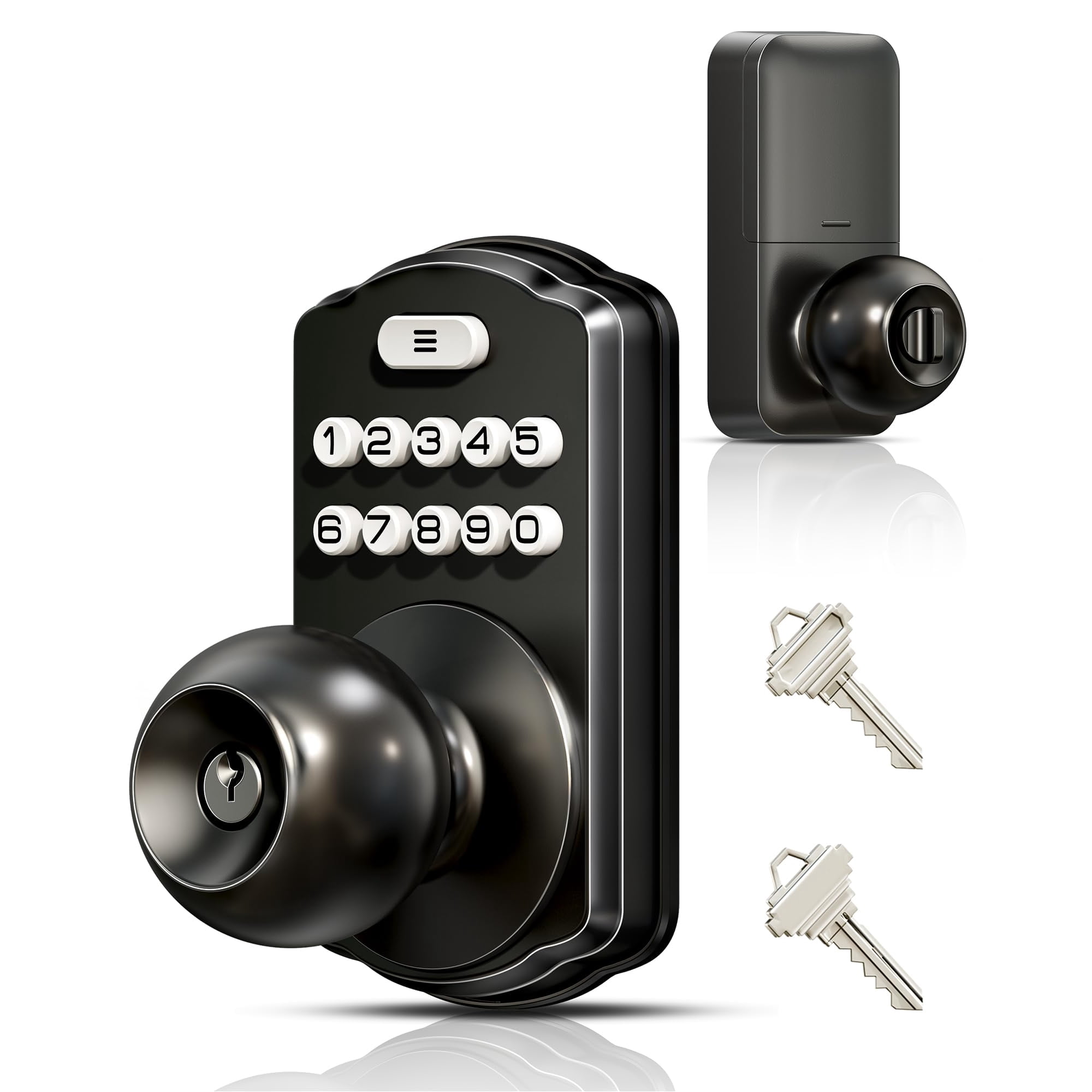 Pomo De Puerta Con Teclado Veise Ks03, Entrada Sin Llave, Negro Mate