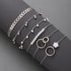 thumbnail image 1 of 6-Piece Stackable Chain Bracelet Set: Adjustable, Hollow Out Geometry & Tassel Design - Perfect Gift!, 1 of 4