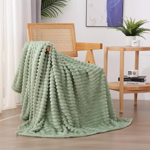 Manta Linecooo 127x152 cm de Franela Suave de Peluche con Rayas