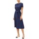 thumbnail image 4 of Vestido de verano para mujeres, casual de trabajo, manga corta, cuello redondo, línea A, vestidos fluidos con cinturón XS azul marino, 4 of 6