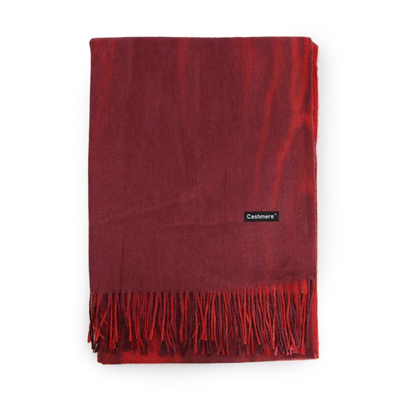 Bufanda Degradada Color Tipo Cashmere Suave Con Fleco Unisex Rojo Talla Única