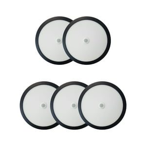 Hbled - Pack 5 Panel Redondo Led Eco Sobrepuesto Negro Con Sensor 18W Frío