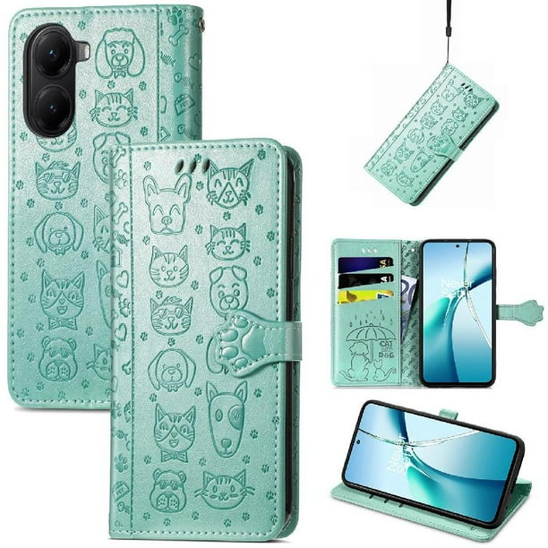 Funda Cartera FOXDOCK para Xiaomi Poco X7 Pro , Flip PU con Relieve de Gatos y Perros, Tarjetero y Soporte