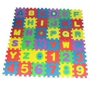 Magideal - Juego De 36 Piezas De Rompecabezas, Alfombrilla De Juego Con Números Del Alfabeto, Alfombrilla De Espuma Eva, Alfombrilla Para Gatear, Juego De Alfomb , 6Cmx6Cm