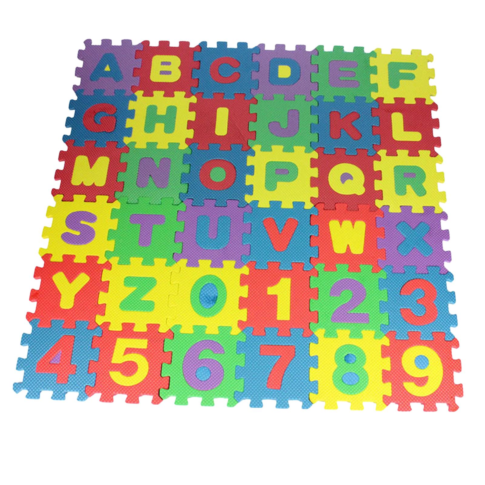 Magideal - Juego De 36 Piezas De Rompecabezas, Alfombrilla De Juego Con Números Del Alfabeto, Alfombrilla De Espuma Eva, Alfombrilla Para Gatear, Juego De Alfomb , 6Cmx6Cm