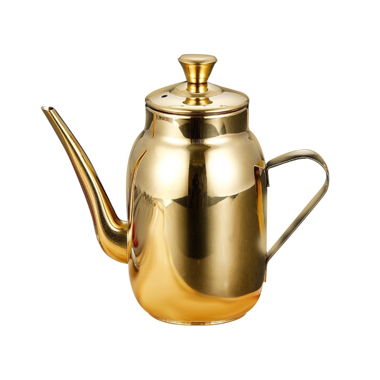 Magideal - Dispensador De Aceite Cruet De Aceite Contenedor De Aceite De Acero Inoxidable Caño Largo Olla De Aceite Para Cocina Buffets Panaderías Restaurantes C Oro 300ml