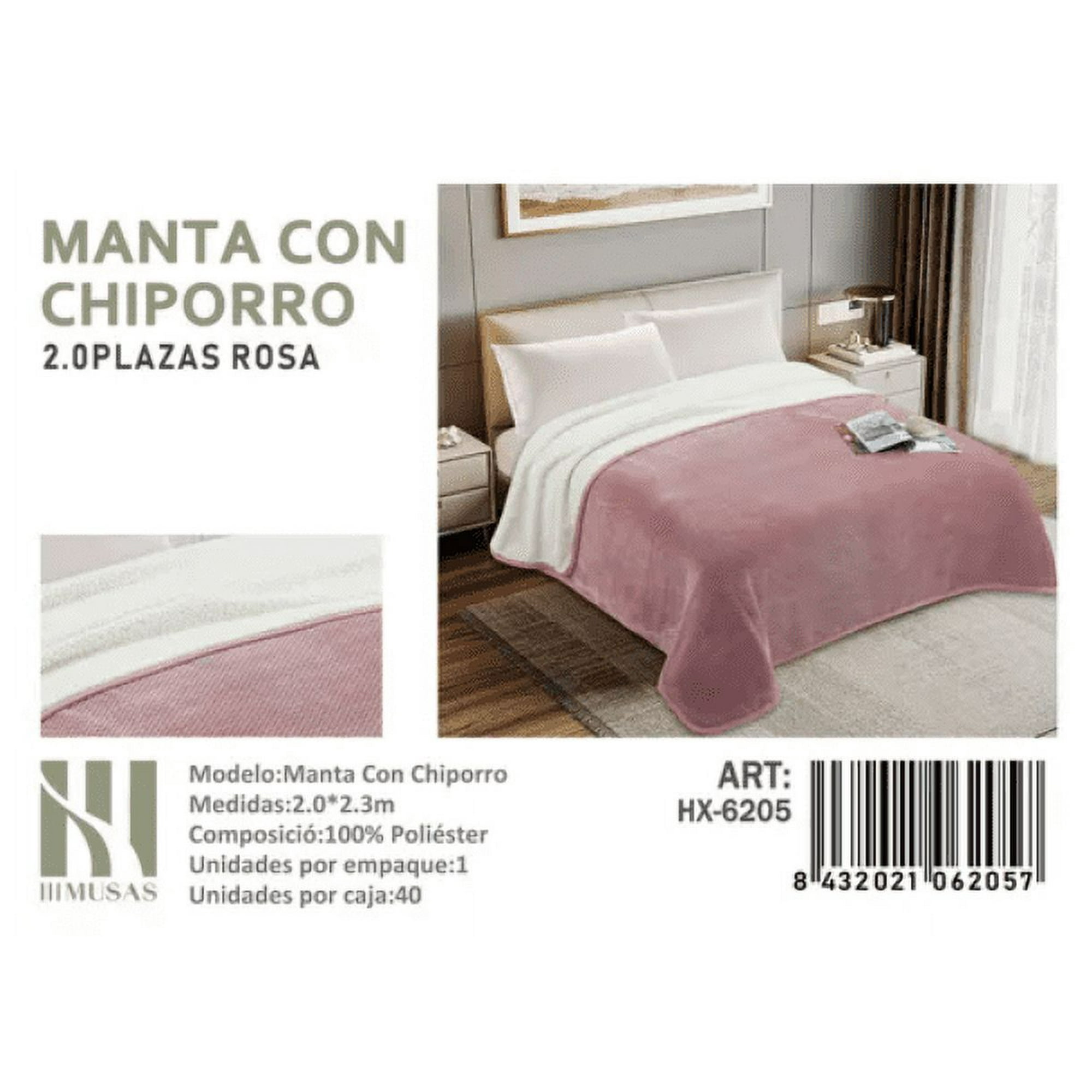 Tecnocasa - Manta Con Chiporro Rosa Claro 2 Plazas