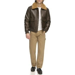 Chaqueta Tommy Hilfiger De Piel Sintética Para Hombre, Estilo Bomber, Color Marrón, Talla L
