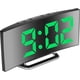thumbnail image 1 of Despertador digital para dormitorio, pantalla LED de 7'' con espejo, 2 niveles de brillo, 12/24 h, temperatura, fecha, luz nocturna, función de repetición, carga por USB y funciona con pilas (verde), 1 of 5