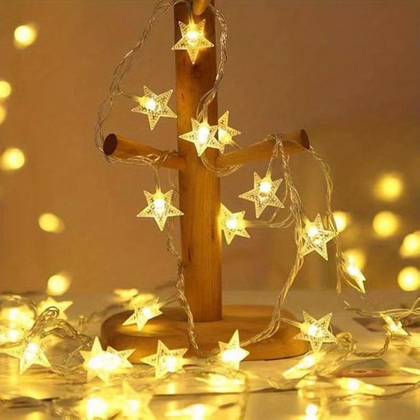 196.85inch 50LEDS Fairy Lights Star Stirng Lights Indoor USB Hanging Wall Lights Wedding Bedroom Party Christmas Decorations