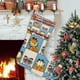 thumbnail image 1 of Gato Gruñón Tema: Calcetines de Navidad, fino lino blanco para colgar en escaleras y chimenea, decoración navideña para el hogar, regalo de Navidad. 54cm × 38cm, 1 of 5