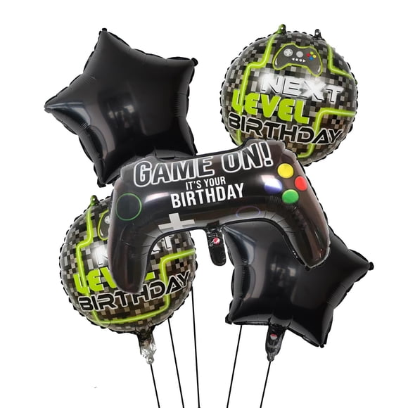 Set Mylar Balloons con temática de videojuego Level Up Birthday Party